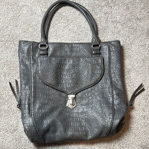 Steve Madden Gray Crocodile-Embossed Tote Bag, adjustable